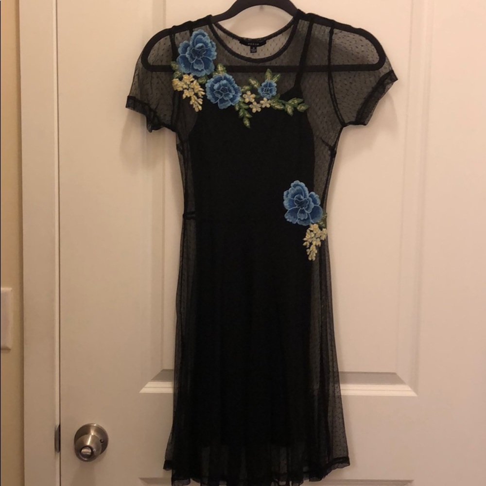 Black lace dress with flowers
